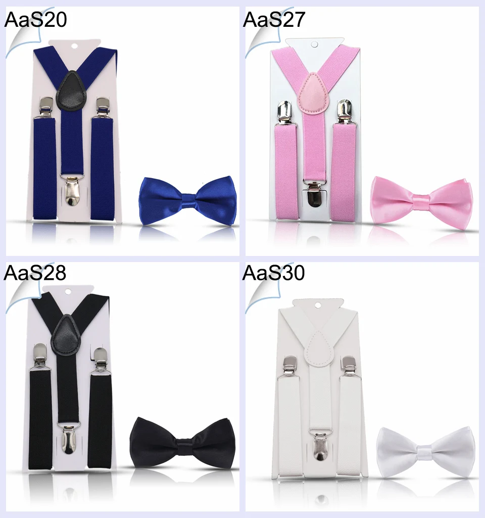 HUISHI Suspenders Kids Boy Girl Childrens Christmas Bow Tie Red Blue Suspenders Wedding Costume Adjustable Y-Back Black Braces