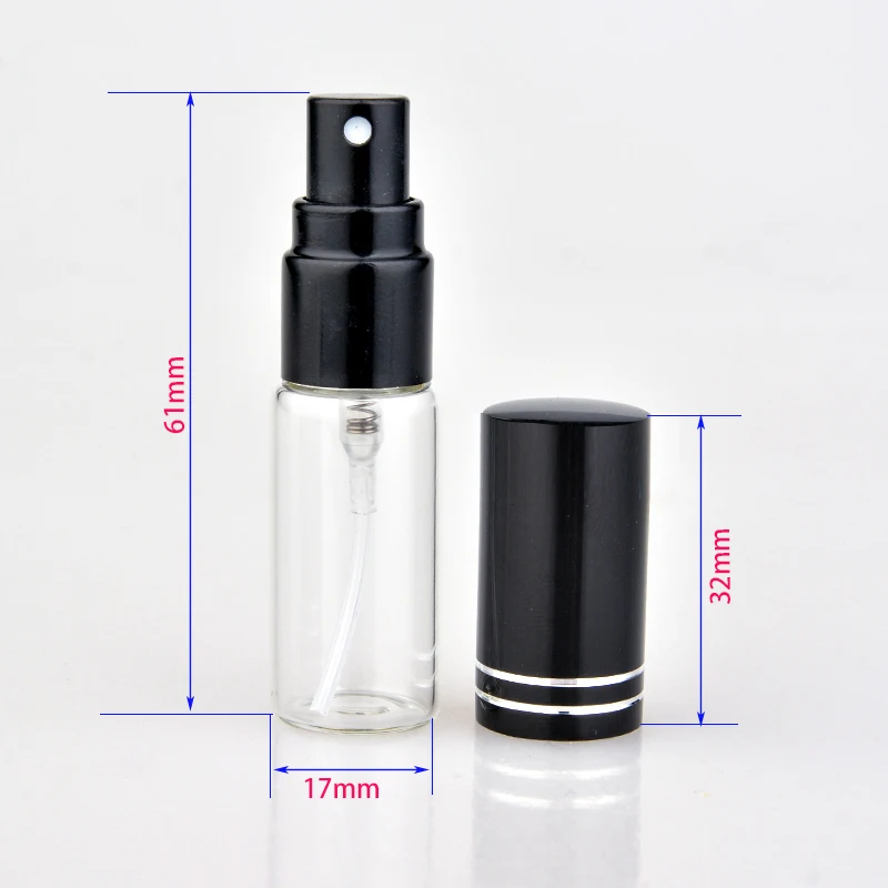 100Pcs/Lot 5ml Portable Empty Cosmetic Case Travel Spray Bottle Perfume For Gift Sample Mini Bottle Parfum Makeup Containrs