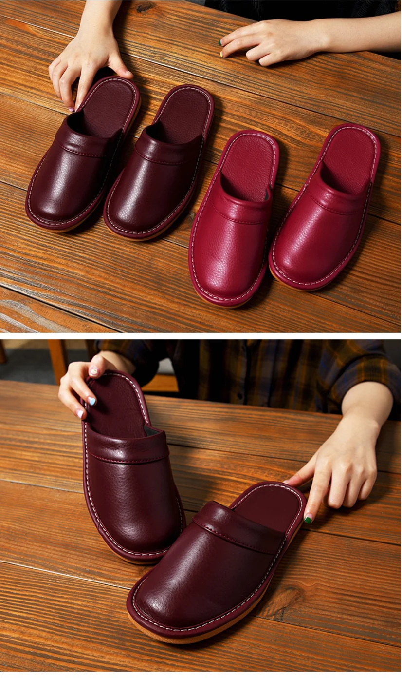 Classic PU Leather Slippers Male Indoor Unisex Shoes Men 2021 Fashion Man Leather Shoes Home Slippers Waterproof Man House Shoes