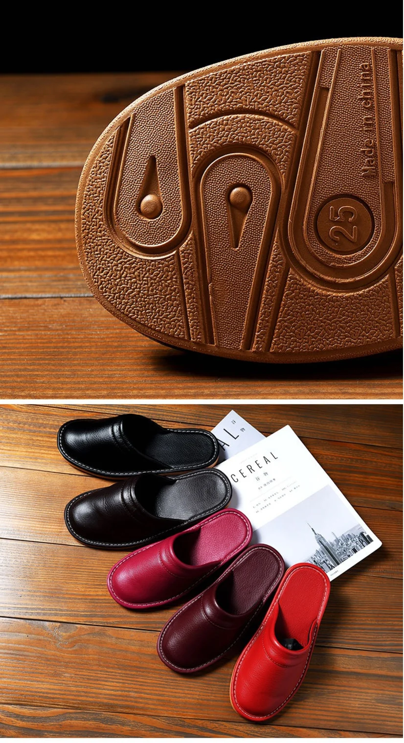 Classic PU Leather Slippers Male Indoor Unisex Shoes Men 2021 Fashion Man Leather Shoes Home Slippers Waterproof Man House Shoes