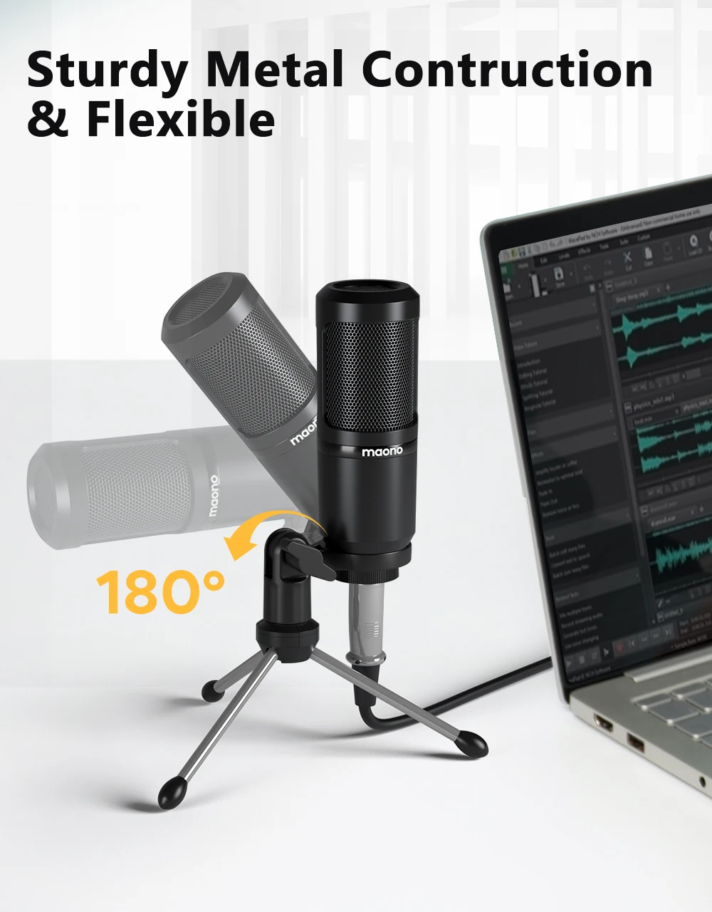 MAONO PM360TR Condenser Microphone Podcast Microphone 3.5mm Mic for Computer, Laptop, Phone, Sound Card, YouTube, Gaming, Record