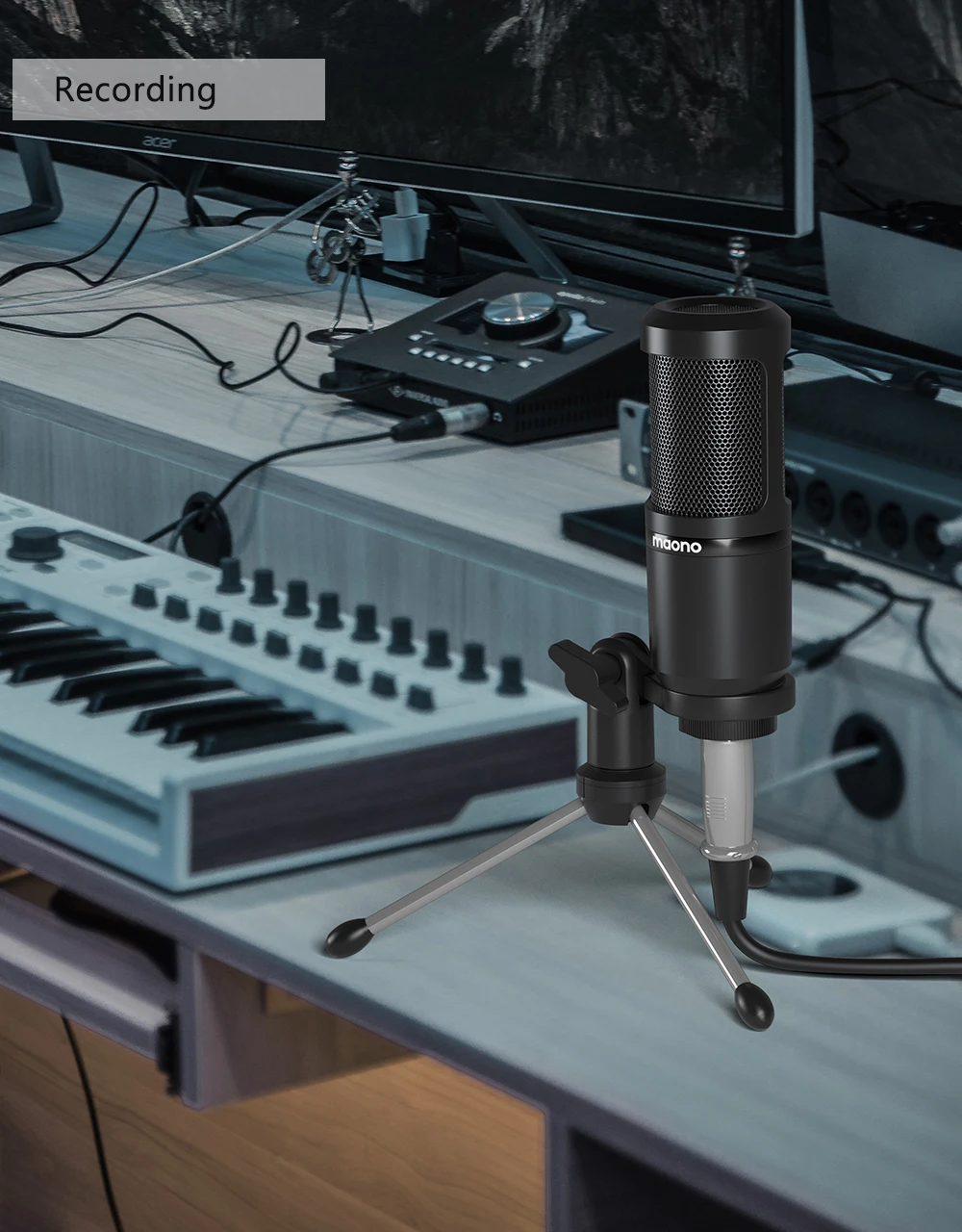 MAONO PM360TR Condenser Microphone Podcast Microphone 3.5mm Mic for Computer, Laptop, Phone, Sound Card, YouTube, Gaming, Record