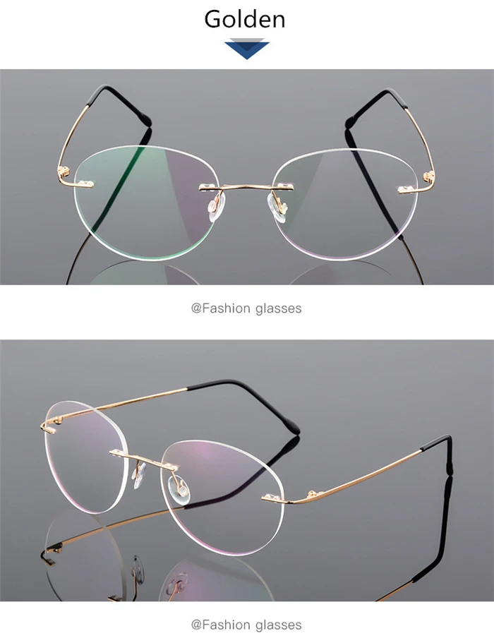 Framless Round Myopia Glasses Finished Women Men Ultra-light Rimless Shortsighted Prescription Eyeglasses 0 -0.5 -0.75 To -6.0