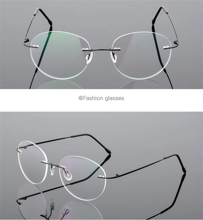 Framless Round Myopia Glasses Finished Women Men Ultra-light Rimless Shortsighted Prescription Eyeglasses 0 -0.5 -0.75 To -6.0
