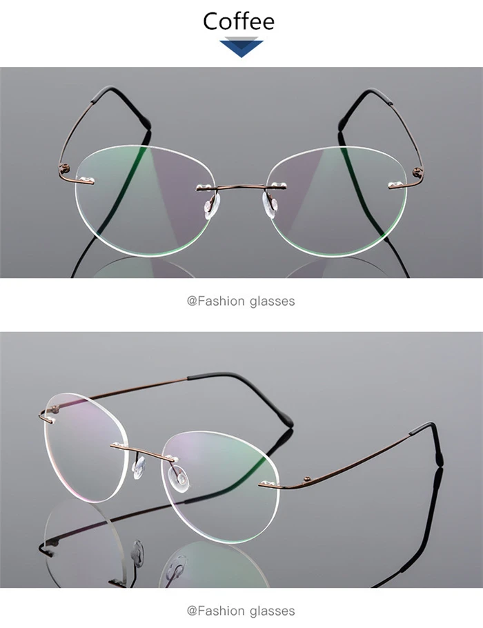 Framless Round Myopia Glasses Finished Women Men Ultra-light Rimless Shortsighted Prescription Eyeglasses 0 -0.5 -0.75 To -6.0