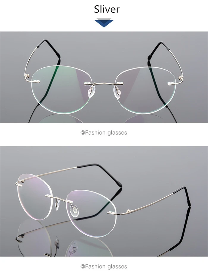 Framless Round Myopia Glasses Finished Women Men Ultra-light Rimless Shortsighted Prescription Eyeglasses 0 -0.5 -0.75 To -6.0
