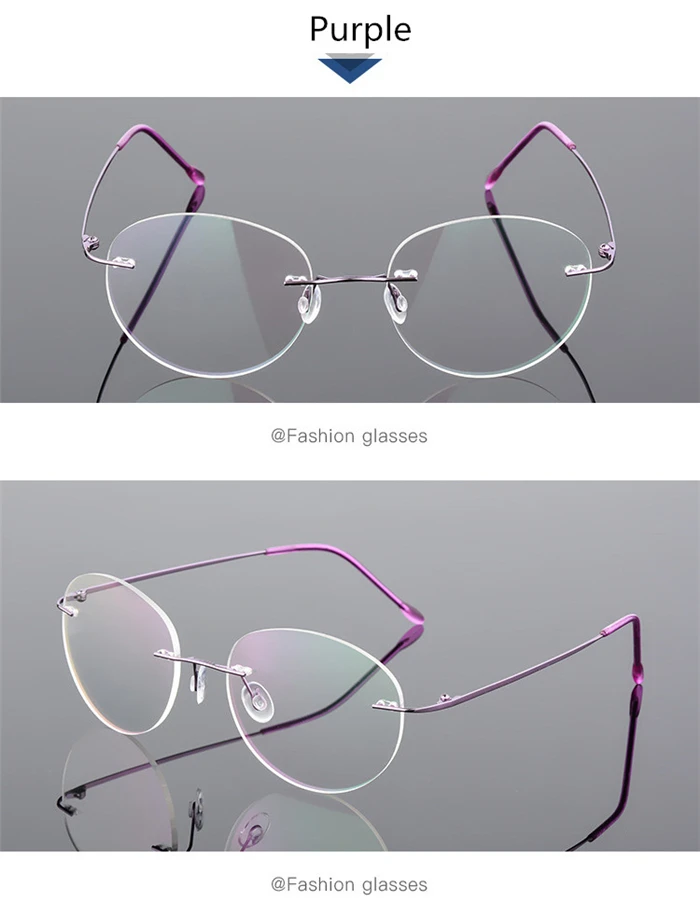 Framless Round Myopia Glasses Finished Women Men Ultra-light Rimless Shortsighted Prescription Eyeglasses 0 -0.5 -0.75 To -6.0