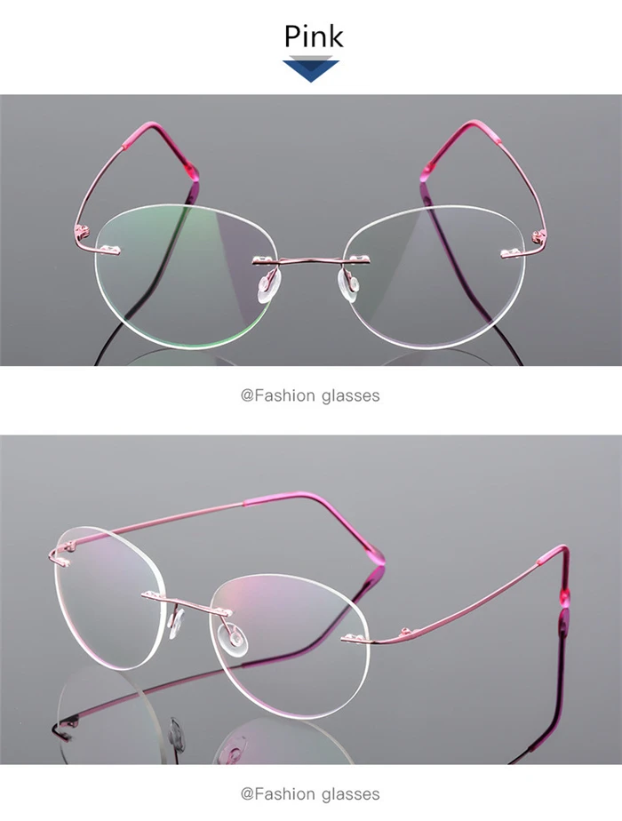 Framless Round Myopia Glasses Finished Women Men Ultra-light Rimless Shortsighted Prescription Eyeglasses 0 -0.5 -0.75 To -6.0