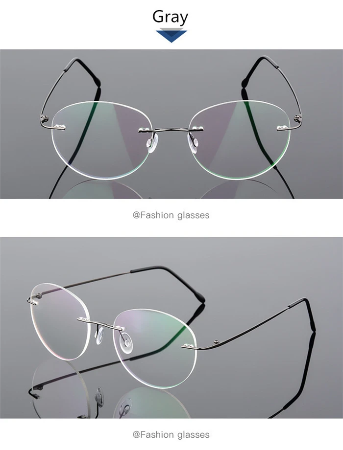 Framless Round Myopia Glasses Finished Women Men Ultra-light Rimless Shortsighted Prescription Eyeglasses 0 -0.5 -0.75 To -6.0