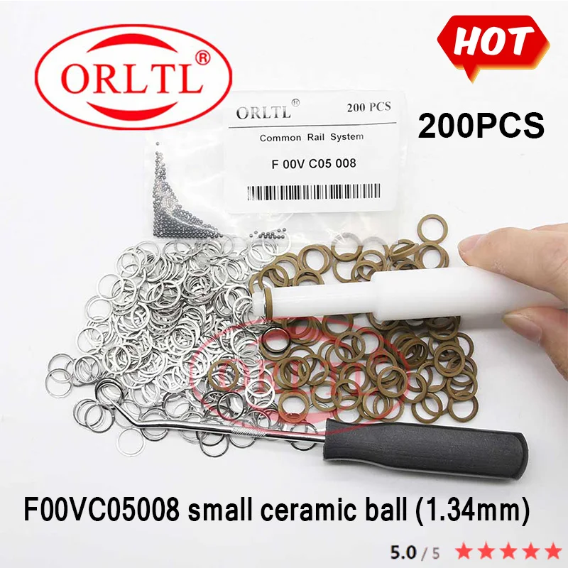 200PCS F00VC05001+F00VC99002 Common Rail Nozzle Repair Kits Steel Ball seal rings F00VC05009 F00VC05008 F00RJ02177 For Bosch