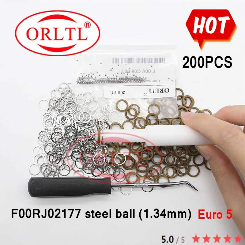 200PCS F00VC05001+F00VC99002 Common Rail Nozzle Repair Kits Steel Ball seal rings F00VC05009 F00VC05008 F00RJ02177 For Bosch