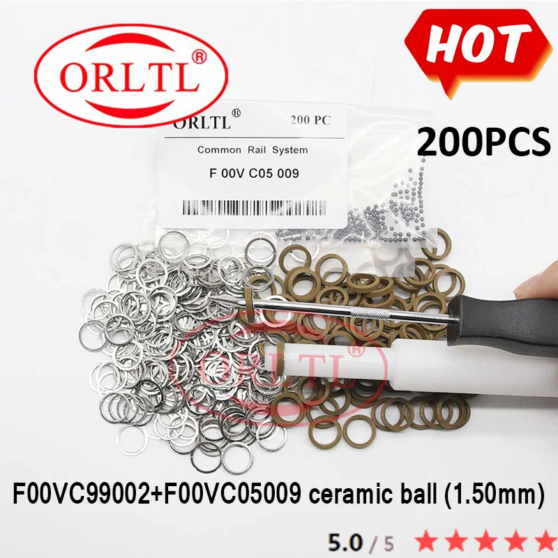 200PCS F00VC05001+F00VC99002 Common Rail Nozzle Repair Kits Steel Ball seal rings F00VC05009 F00VC05008 F00RJ02177 For Bosch
