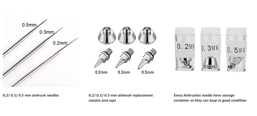 1/3pcs set 0.2/0.3/0.5mm Airbrush Nozzle Needle Airbrushes Spray Gun Spraying Paint Sprayer Replacement parts Tool Accessories