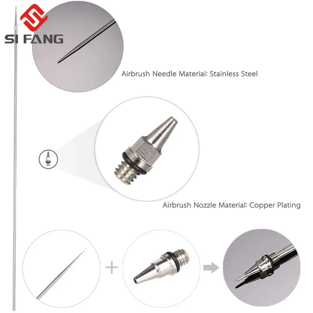 1/3pcs set 0.2/0.3/0.5mm Airbrush Nozzle Needle Airbrushes Spray Gun Spraying Paint Sprayer Replacement parts Tool Accessories
