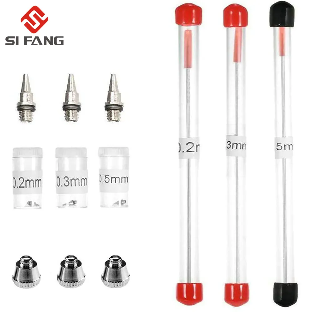 1/3pcs set 0.2/0.3/0.5mm Airbrush Nozzle Needle Airbrushes Spray Gun Spraying Paint Sprayer Replacement parts Tool Accessories