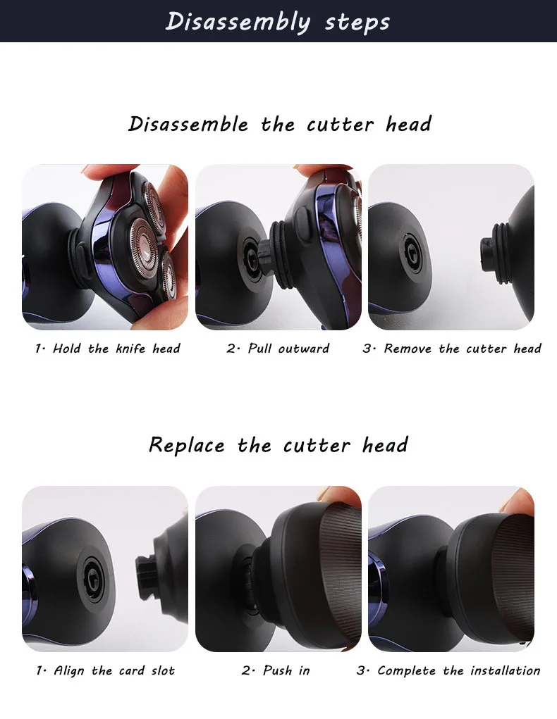 MOTAWISH Electric Shaver Wet-Dry Dual Use Water Proof Electric Razor Nose Ear Hair Trimmer Rechargeable Shaving Machine for Men
