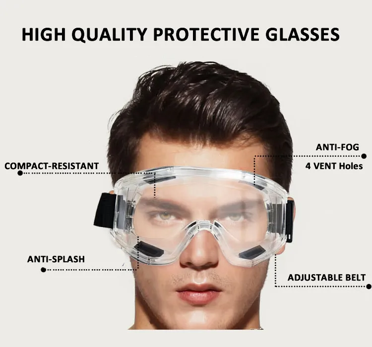 New Anti-Splash Safety Goggles Impact Resistant Windproof Anti-Dust Protective Glasses Wide View For Work DIY Daily Safety