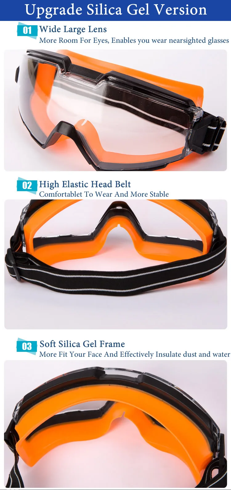 New Anti-Splash Safety Goggles Impact Resistant Windproof Anti-Dust Protective Glasses Wide View For Work DIY Daily Safety