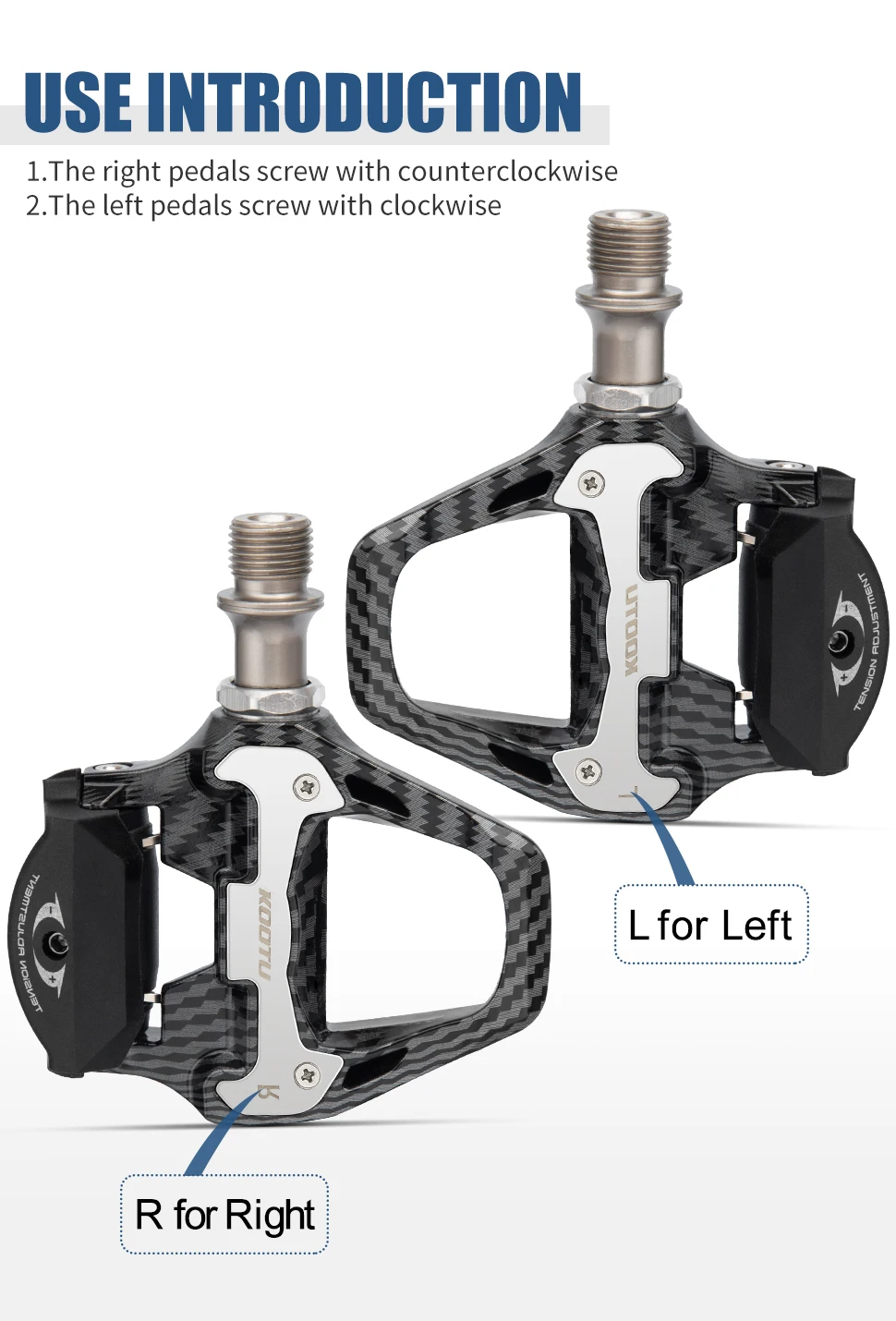 Road Bike Clipless Pedals Carbon Clip-On Pedals With Sealed Bearings Works With KEO And Shimano SPD System Locking Pedals