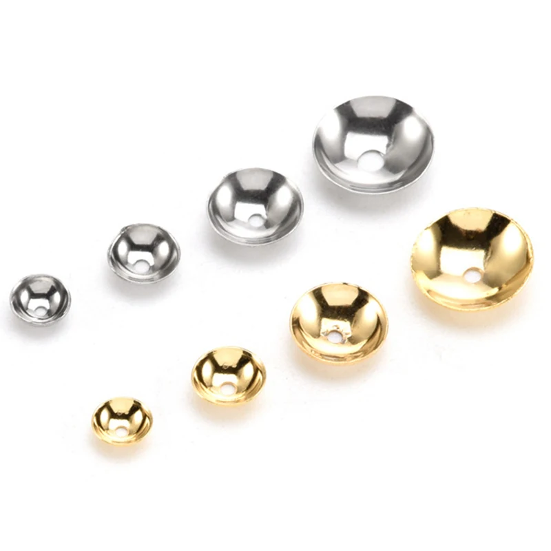 20Pcs 3-12mm Gold Plated Brass Round Bead Caps Spacer Beads High Quality for Diy Jewelry Making Components Accessories