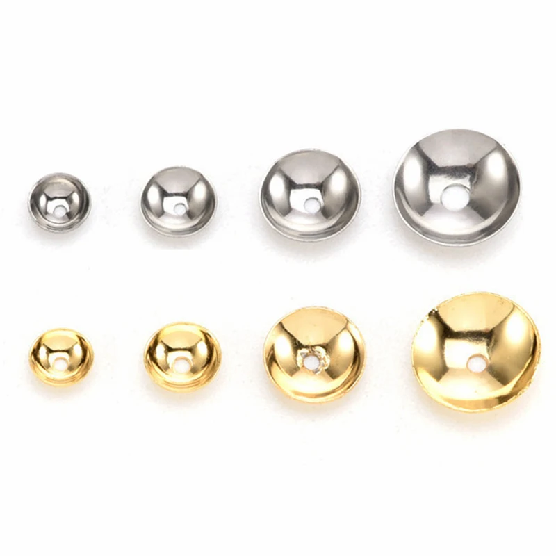 20Pcs 3-12mm Gold Plated Brass Round Bead Caps Spacer Beads High Quality for Diy Jewelry Making Components Accessories
