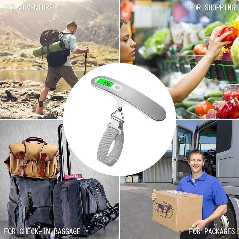 LCD Digital Luggage Scale 50kg X 10g Portable Electronic Scale Weight Balance Suitcase Travel Bag Hanging Steelyard Hook Scale
