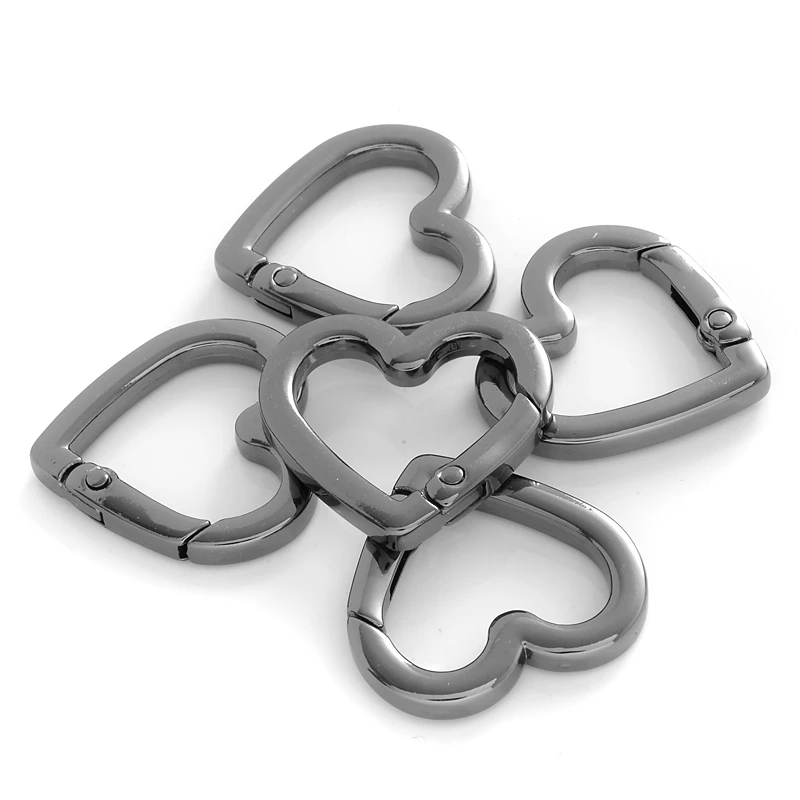 5Pcs/lot 25mm Metal Heart Shape Spring Clasps Openable Carabiner Keychain Bag Clips Hook Dog Chain Buckles Connector Accessories
