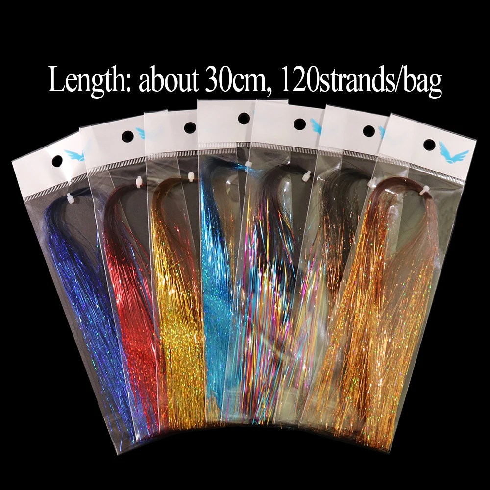 ICERIO Soft Holographic Flat Krystal Flash Tinsel Flashabou Fly Tying Material Pike Trout Streamers Jig Fishing Hook Lure