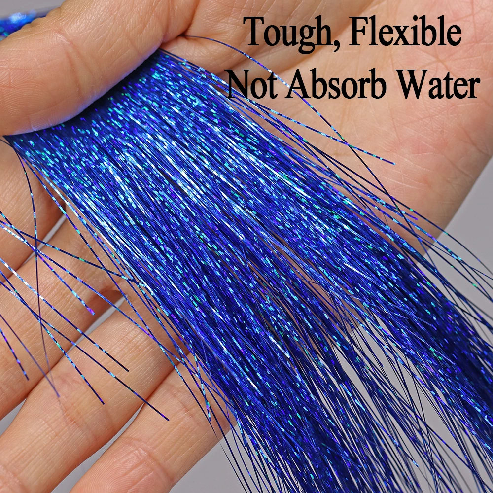 ICERIO Soft Holographic Flat Krystal Flash Tinsel Flashabou Fly Tying Material Pike Trout Streamers Jig Fishing Hook Lure