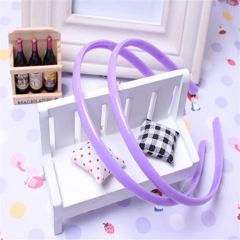 10Pcs/Set Women Hairband 8mm Headband Kids Hairband Candy Solid Rim Plastic Bold Hairbands Gifts Children Girls Hair Accessories