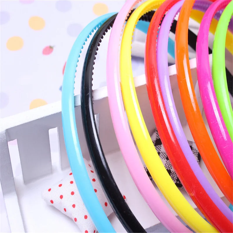 10Pcs/Set Women Hairband 8mm Headband Kids Hairband Candy Solid Rim Plastic Bold Hairbands Gifts Children Girls Hair Accessories