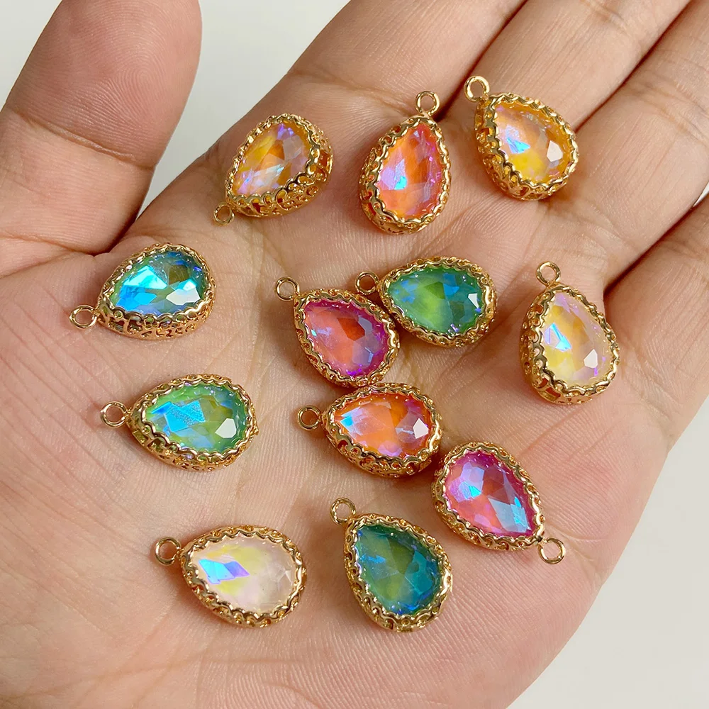 Wholesale 5pcs Various Polished Glass Crystal Pendants Charms For DIY Earrings Necklace Making Jewelry Supplies Accessories