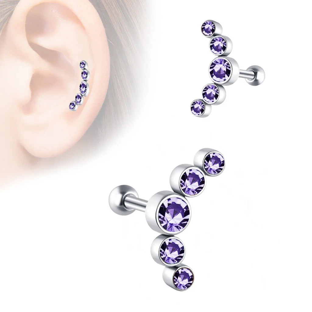 1PCS Crystal Cartilage Piercing Helix Earring Stud Barbell Stainless Steel Tragus Stud Earrings Cluster Daith Jewelry For Women