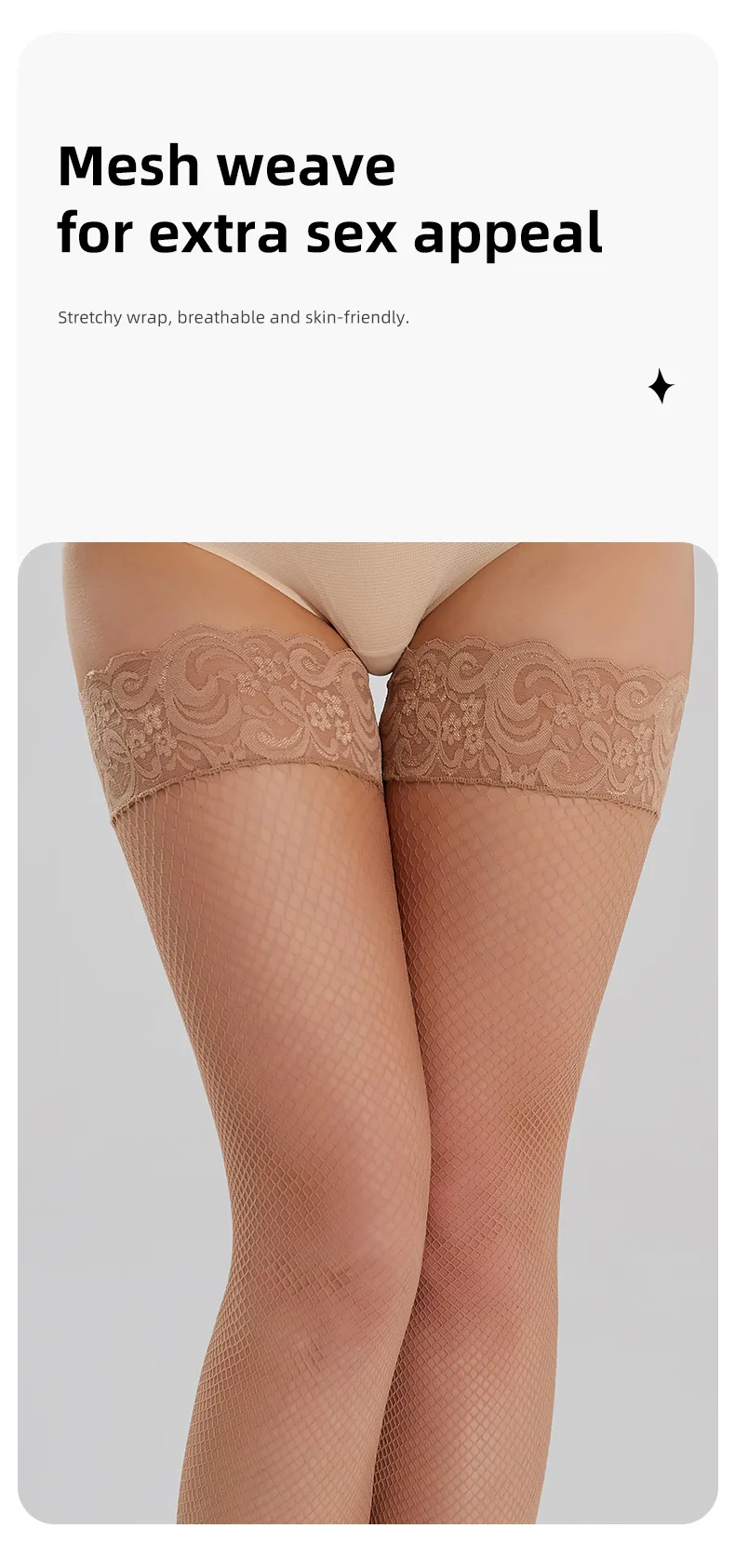 Sexy Fishnet Stockings Woman Socks Fashion Over the Knee High Socks Kawaii Long Socks Lace Top Silicon Strap Anti-skid Back Line