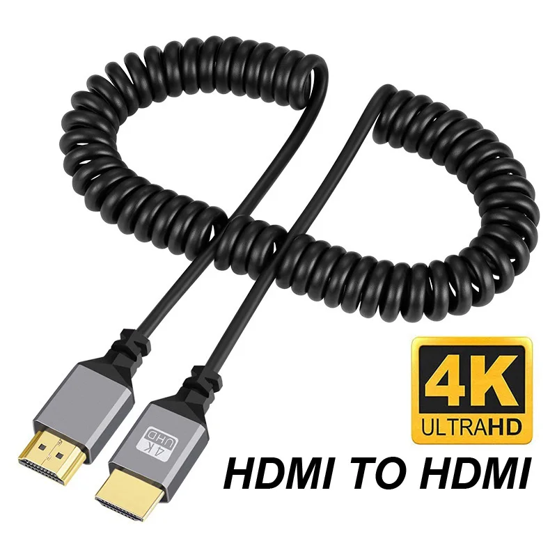 4K@60HZ 0.5-2.4M Compatible HDMI TO HDMI/MINI HDMI/ Micro HDMI/Coiled Extension Flexible Spiral Cable Male to Male Plug Cable