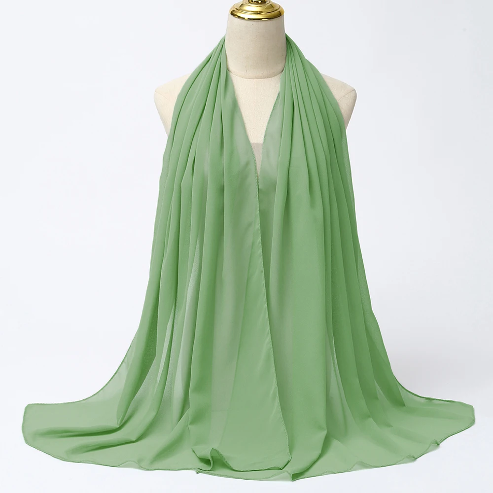 Muslim Chiffon Hijabs For Woman Long Solid Color Head Wrap For Women Shawls Scarves Ladies Muslim Veil Hijab