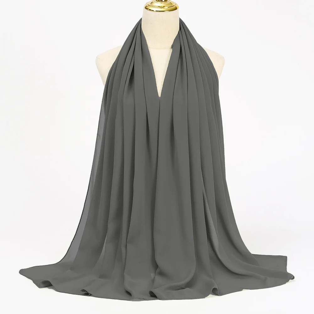 Muslim Chiffon Hijabs For Woman Long Solid Color Head Wrap For Women Shawls Scarves Ladies Muslim Veil Hijab