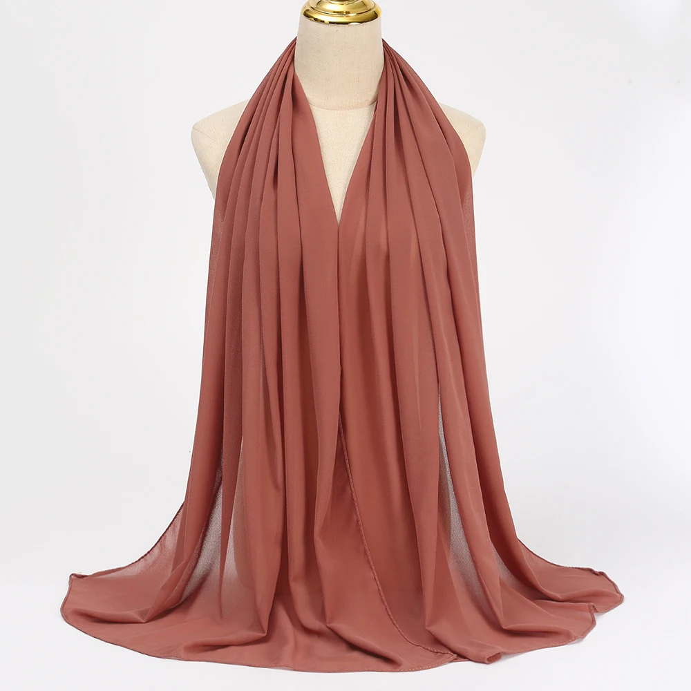 Muslim Chiffon Hijabs For Woman Long Solid Color Head Wrap For Women Shawls Scarves Ladies Muslim Veil Hijab