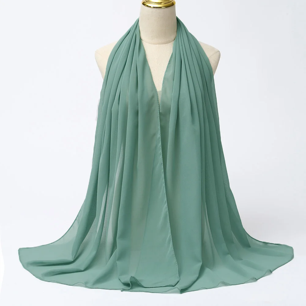 Muslim Chiffon Hijabs For Woman Long Solid Color Head Wrap For Women Shawls Scarves Ladies Muslim Veil Hijab