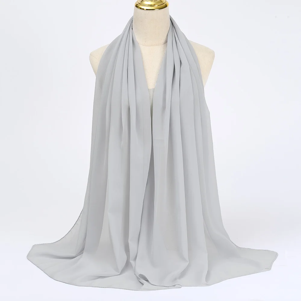 Muslim Chiffon Hijabs For Woman Long Solid Color Head Wrap For Women Shawls Scarves Ladies Muslim Veil Hijab