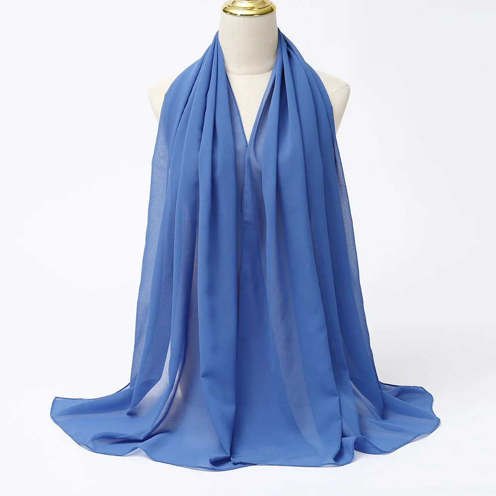 Muslim Chiffon Hijabs For Woman Long Solid Color Head Wrap For Women Shawls Scarves Ladies Muslim Veil Hijab