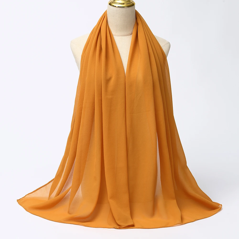 Muslim Chiffon Hijabs For Woman Long Solid Color Head Wrap For Women Shawls Scarves Ladies Muslim Veil Hijab