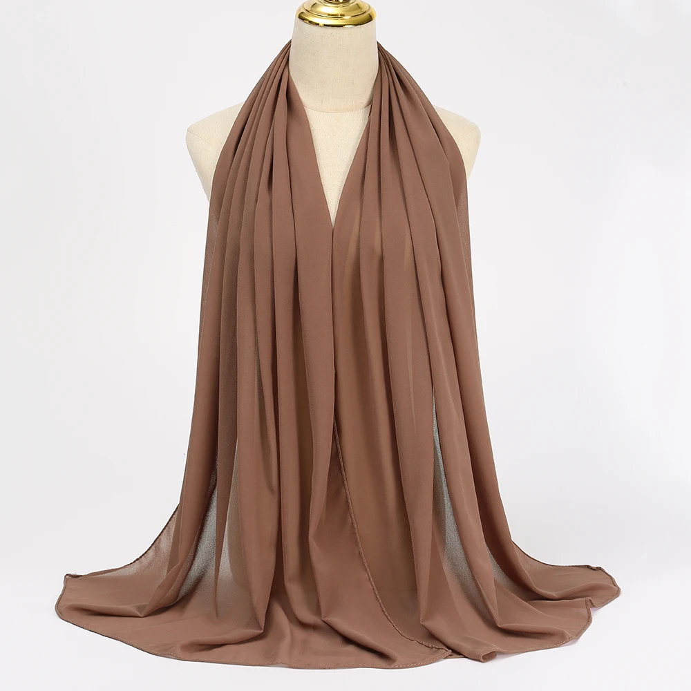 Muslim Chiffon Hijabs For Woman Long Solid Color Head Wrap For Women Shawls Scarves Ladies Muslim Veil Hijab