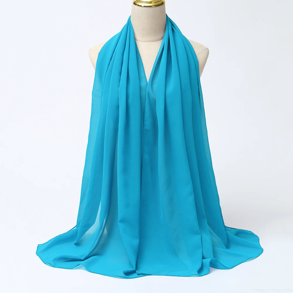 Muslim Chiffon Hijabs For Woman Long Solid Color Head Wrap For Women Shawls Scarves Ladies Muslim Veil Hijab