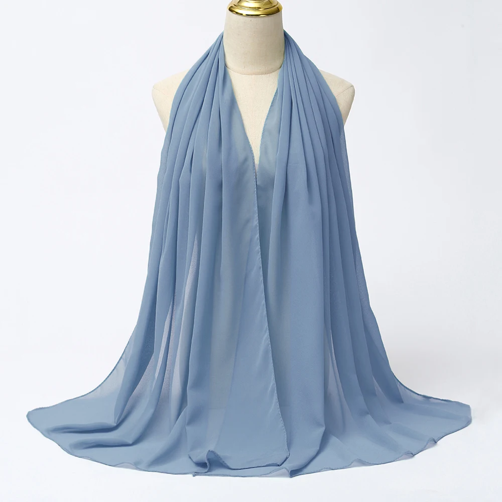 Muslim Chiffon Hijabs For Woman Long Solid Color Head Wrap For Women Shawls Scarves Ladies Muslim Veil Hijab