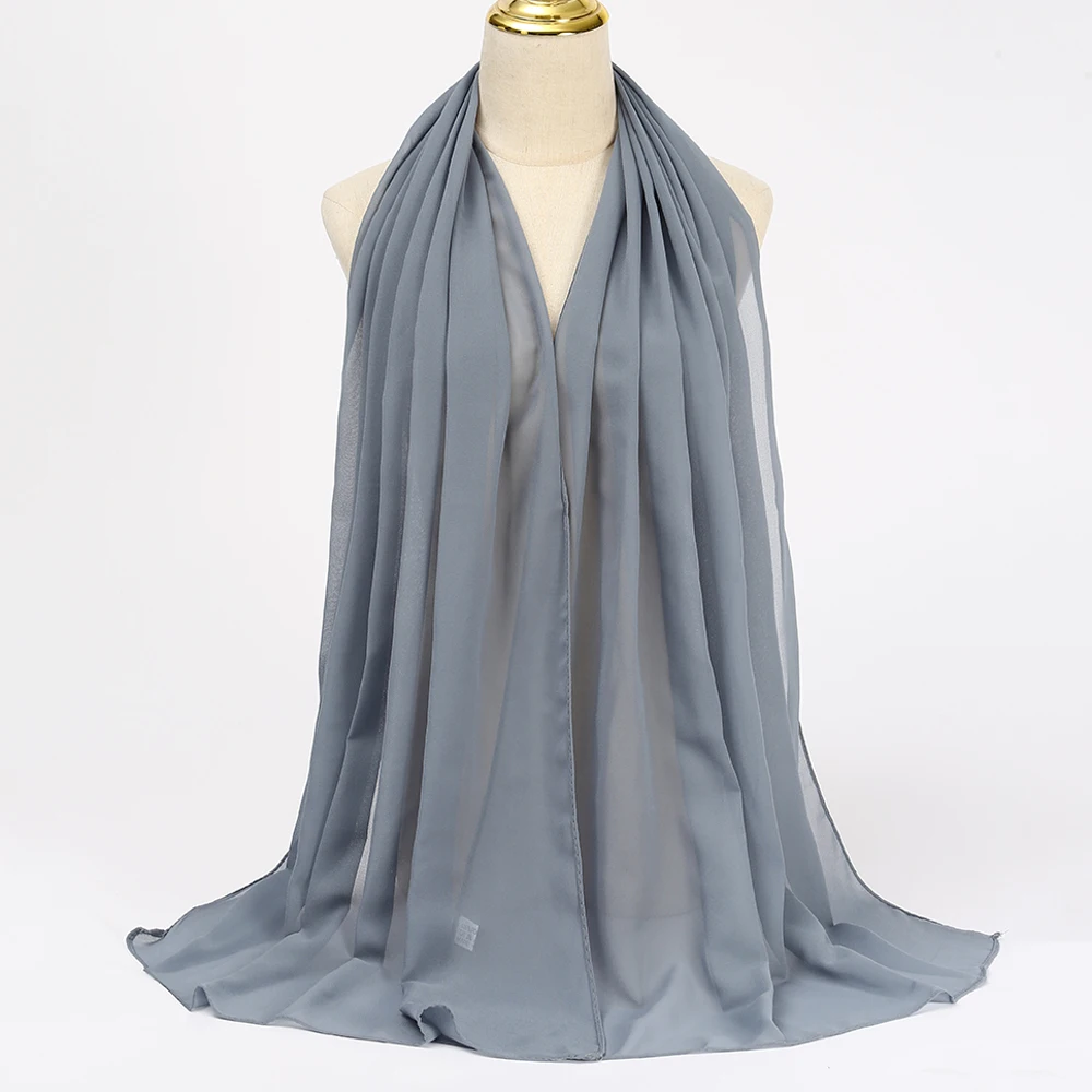 Muslim Chiffon Hijabs For Woman Long Solid Color Head Wrap For Women Shawls Scarves Ladies Muslim Veil Hijab