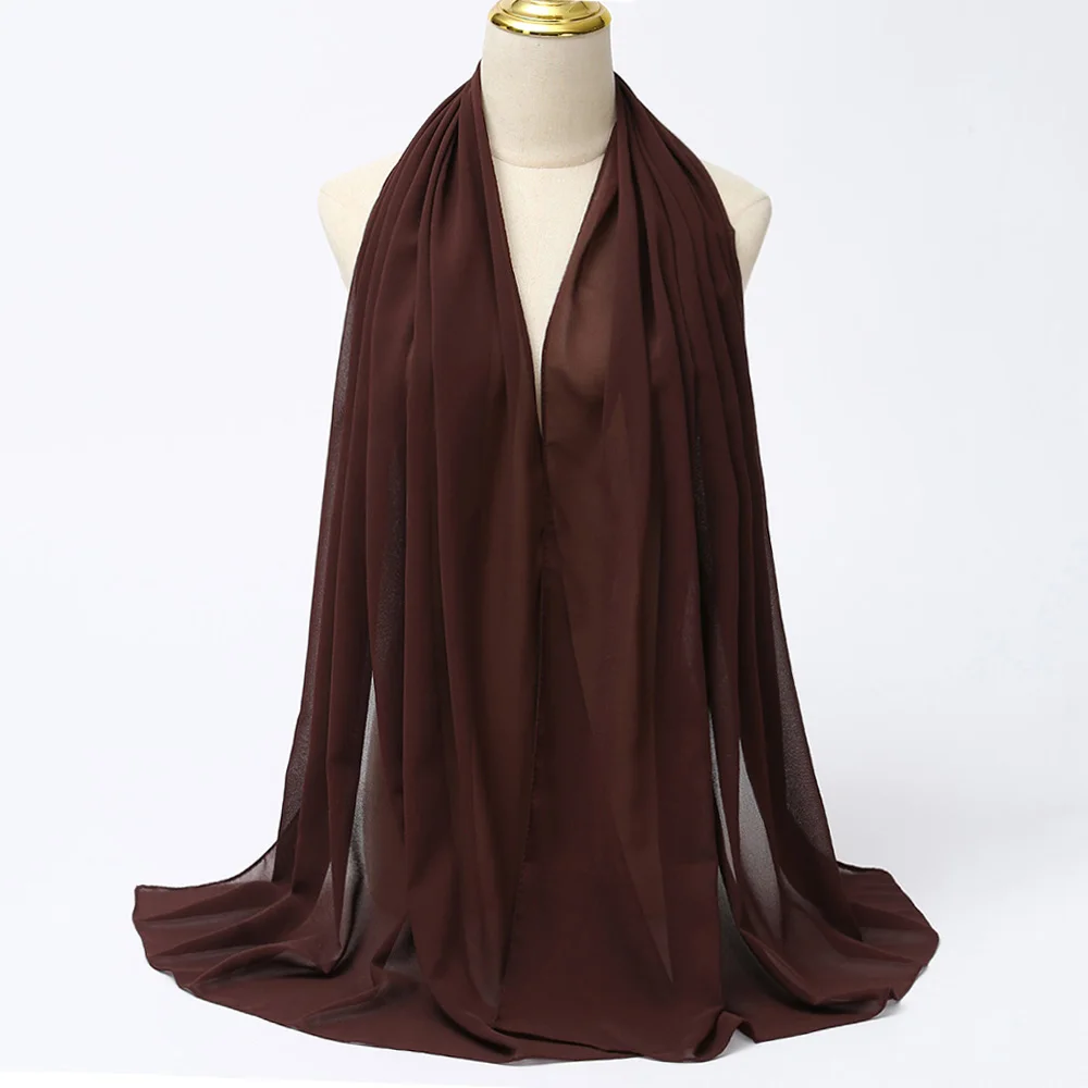 Muslim Chiffon Hijabs For Woman Long Solid Color Head Wrap For Women Shawls Scarves Ladies Muslim Veil Hijab