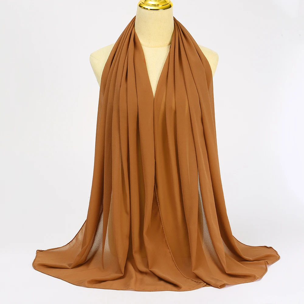 Muslim Chiffon Hijabs For Woman Long Solid Color Head Wrap For Women Shawls Scarves Ladies Muslim Veil Hijab