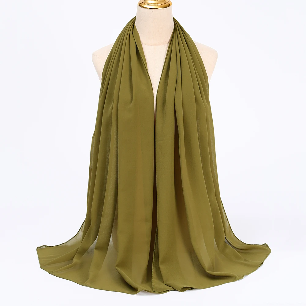 Muslim Chiffon Hijabs For Woman Long Solid Color Head Wrap For Women Shawls Scarves Ladies Muslim Veil Hijab