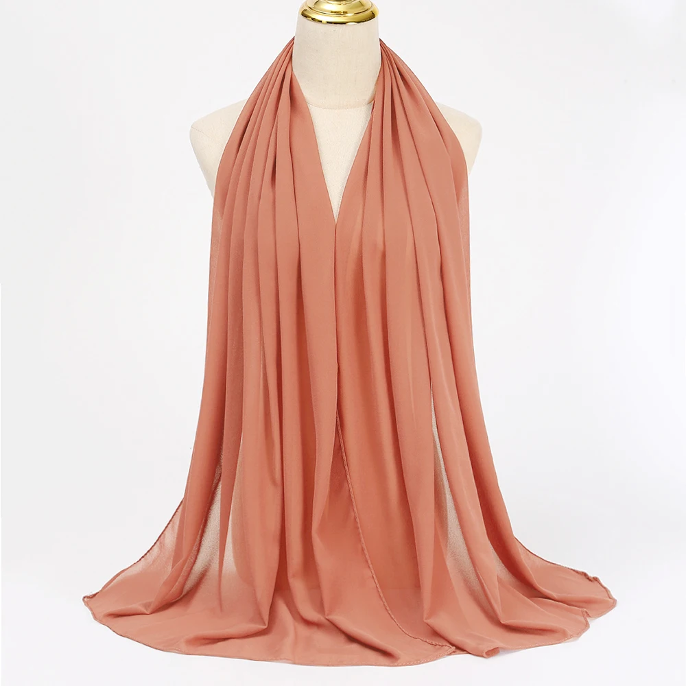 Muslim Chiffon Hijabs For Woman Long Solid Color Head Wrap For Women Shawls Scarves Ladies Muslim Veil Hijab